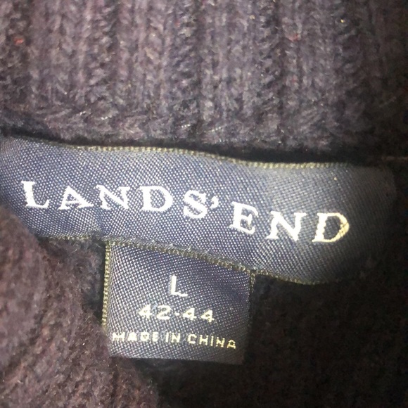 Lands End Navy Cable Knit Pullover Sweater Size L - Picture 2 of 8